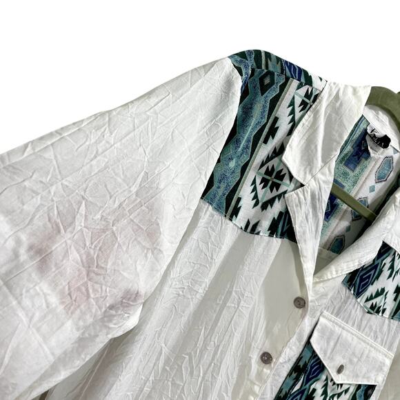 Vintage 90s Women's Pearl Snap Western Shirt - Size Large - Picture 7 of 9